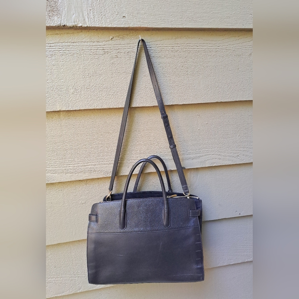 CUYANA Black Italian Leather WORK SATCHEL BAG - Picture 5 of 14